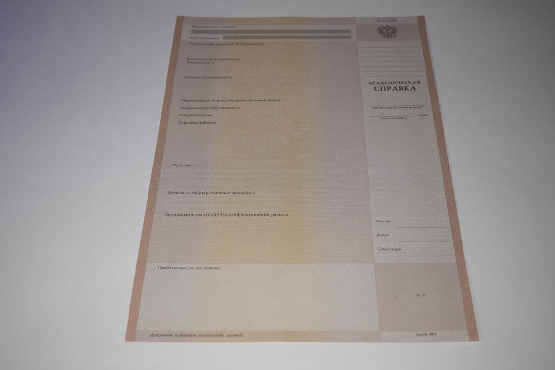 Академическая Справка ВУЗа 1996-2009 в Грозном